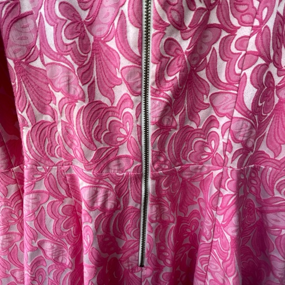 EUC Maeve Anthropologie Pink Size 12 Sleeveless Jacquard V-Neck A-Line Dress - Picture 5 of 7